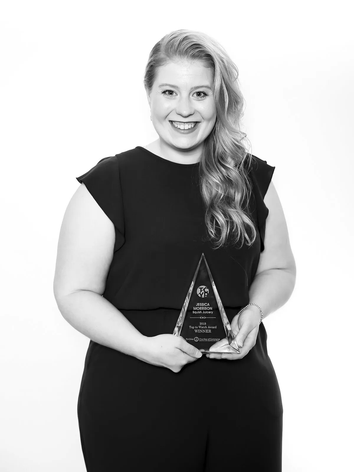 Jessica Morrison with her Tri-Cities Chamber of Commerce award