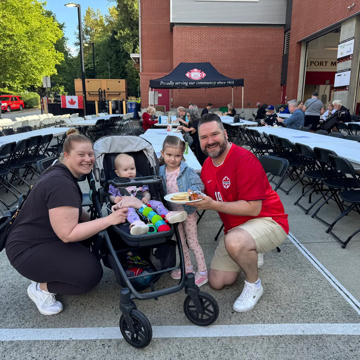Jessica's family at a community dinner in Port Moody